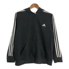 adidas アディダス スウェット フルジップ パーカー スポーツ ブラック (ユース XL) 中古 古着 T1616