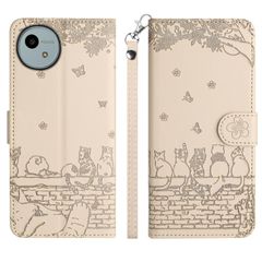 【新着商品】可愛い 猫柄 Sharp 手帳型 アクオス Wish4 SH-52E 携帯カバー 蝶の花柄 Wish4 スマホケース おしゃれ カード入れ 財布型 ケース Aquos Wish4 カバー 動物柄 カード収納 AQUOS スタンド機能 軽量 便利 内