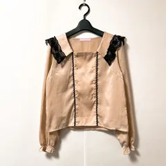 Honey Cinnamon ハニーシナモン セーラー襟 ブラウス ベージュピンク系 黒 長袖 レディース F フリーサイズ 春秋冬 ロリータ 量産型 サブカル ウィッシュコア フェアリーコア カワイイのサムネイル