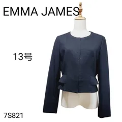 EMMA JAMES ノーカラージャケット 13号 ネイビー ラメ入り