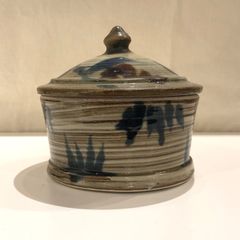 やちむん　上江洲茂生　刷毛目蓋物