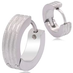 【幅4×内径9mm タイプB 色：シルバー 表面加工 1ペア 】[Adelina Style] 太め フープピアス 人気 つけっぱなし リングピアス レディース メンズ サージカルステンレス 金属アレルギー対応 18G 男女 両耳用 プレゼント