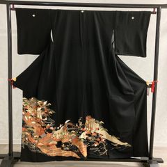 留袖　中古品　正絹　大きいサイズ　巾広　ワイドサイズ　リメイク用　着物生地　HAA1961　 8K378