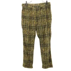 Needles ニードルズ 日本製 チェック 総柄 ストレートパンツ S ベージュ シンチバック メンズ 古着