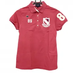 ★特価★パーリーゲイツ 半袖ポロシャツ ピンク×白 フェルトワッペン レディース 0(S) ゴルフウェア PEARLY GATES