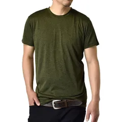 接触冷感 半袖Tシャツ 《55カーキ杢 / クルーネック》 新品 未使用 吸汗速乾 メンズ カチオンドライ UVカット 無地 夏用 ラッシュガード 涼しい 【H1V】【メール便1】 ファッション