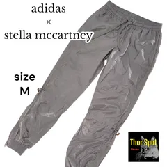 【美品】adidas×stellamccartney アディダス ステラマッカートニー コラボ ジャージ Mサイズ トラックパンツ グレー シルバー 光沢 レディース