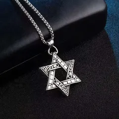 メンズ ネックレス  六芒星 ペンダント ステンレス チェーン ジュエリー ギフト プレゼント シンプル モダン デザイン