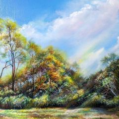 風景画　一点物　油絵　インテリア　painterTMK真筆 幸運の木 風景画 一点物 油絵 インテリア painterTMK真筆 幸運の木 風景画