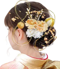 [JZOON] 髪飾り 成人式 水引 金箔 銀箔 組紐 人気 ロープ ゴールド シルバー ヘアアクセサリー 前撮り 振袖 卒業式 結婚式 和装 袴 着物 浴衣に ブライダル 花嫁 ヘッドパーツ J0010