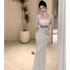 総レースロングドレス?パーティーにぴったりマーメイドライン