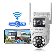 SZSINOCAM 屋外WiFiセキュリティカメラ - IP66防水、AI人間追跡付きデュアルレンズ、カラーナイトビジョン、双方向オーディオ、パン/チルトホーム監視用