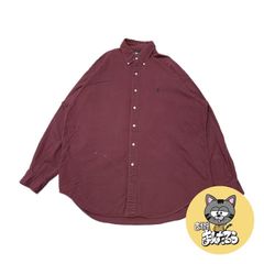 90s 古着 ラルフローレン 長袖シャツ 刺繍ロゴ ゆるダボ L