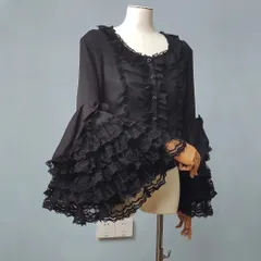 2色からお選び　ロリータ ブラウスフリル 春 レース 姫袖 パフスリーブ 細身 トップス おしゃれ レディース トップス 春 姫袖 秋 シャツ 女性らしい 貴族風 ホワイト ブラック 可愛い 貴族服 学園祭 文化祭 パーティー 演奏会 披露宴 舞台 衣装