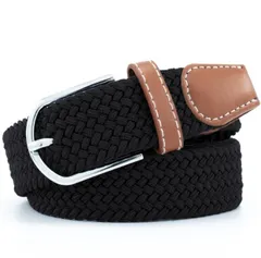 【ブラック】ベルト メッシュベルト ゴムメッシュベルト 穴なし メンズ レディース おしゃれ 編み込み 編み込みベルト ゴムベルト 無段階 サイズフリー ストレッチ ミックスカラー スポーツ ゴルフ カジュアル 太 細 紳士 送料無料 ギフト プレゼント