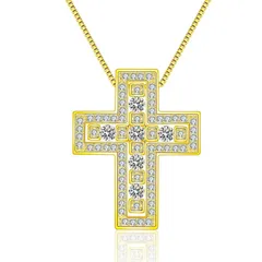 [ラクリス] クロス ネックレス 国内メーカー ジルコニア ダブル 18K 金メッキ 【 ゴールド 】 メンズ レディース 18金 GP 十字架 クロスネックレス 0