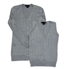 Ralph Lauren ラルフローレン カーディガン ベスト セット 水色 ロング Ｖネックニット シルク レディース Sサイズ
