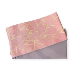 浴衣 帯 半幅帯 ピンク イエロー グレー 黄色 三角 模様 幾何学