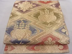 平和屋着物■佐賀錦　六通柄袋帯　松皮菱桐花文　金糸　逸品　n-fw2845