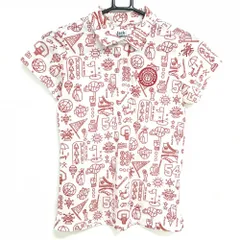 ★特価★【超美品】ジャックバニー 半袖ポロシャツ 白×レッド 総柄  レディース 0(S) ゴルフウェア Jack Bunny