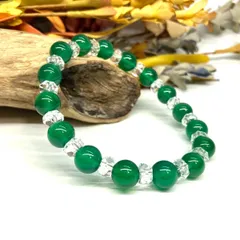 緑瑪瑙 パワーストーン ブレスレット 8mm 天然石  (カット水晶)  メンズ・レディース 男性・女性  数珠  ●