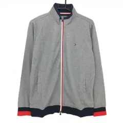 【新品】トミーヒルフィガーゴルフ ジャケットブルゾン グレー×ネイビー 袖口・裾ニット  メンズ L ゴルフウェア Tommy Hilfiger Golf