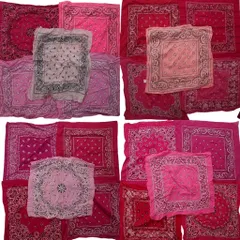 古着卸 まとめ売り ペイズリー柄 バンダナ  小物 20枚セット (ユニセックス ) サーモンピンク ショッキングピンク 中古 古着 NA7894