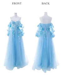 1170 JEAN  MACLEAN ジャンマクレーン　キャバクラ　ロングドレス　立体フラワー　2way オフショル　パフスリーブ　プリンセス　イベント　誕生日　キャバドレス　M  21227-6