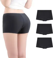 MOTOR KANTO MK オーバーパンツ レディース3枚組スカート下に履く可愛い ショーツ みせぱん 黒 女の子 中学生 高校生 透け防止インナーパンツ 消臭 抗菌(A style,  XL)