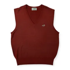 Crocodile クロコダイル ワンポイント刺繍 Vネック ウールニット ベスト サイズ LL /メンズ/テラコッタ系