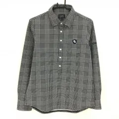 【美品】パーリーゲイツ 長袖ポロシャツ 黒×白 グレンチェック メンズ 4(M) ゴルフウェア PEARLY GATES