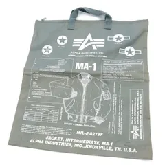 アルファインダストリーズ トート MA-1 プリント バッグ カーキ系 ALPHA INDUSTRIES INC ジップ ファスナー付き メンズ 【中古】  【230310】