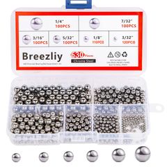 新品 Breezliy 630個自転車用ベアリングボール6サイズ1/4 7/32 3/16 5/32 1/8 3/32 製精密ボールの品揃えキ