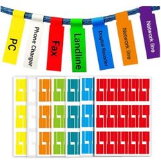 Same-day shipping available. Cable Labels & Tags, 7-Color Set, Waterproof, Marker, Cable Identification, Organization, Handwritten, Outdoor Use, LAN Network Cable Labels, Cable Tags, Color Labels, Oil-resistant, Power Supply Labels, Organize, A4 Size, Cable Labels, Cable Identification.