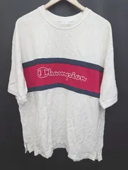 ◇ ⊂ Champion チャンピオン ロゴ 半袖 Tシャツ カットソー サイズL ホワイト レッド ネイビー メンズ P  【1409250021053】