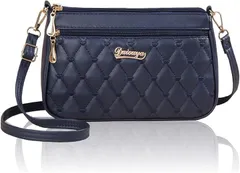 T.Y.ryanryan 母の日 ポーチ レディース ショルダー バッグ 肩掛け 斜めがけ ハート 刺繍 PU( ネイビー)