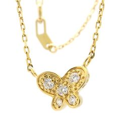 STAR JEWELRY バタフライ ネックレス K18YG ダイヤモンド D0.08ct ミニ 蝶々 イエローゴールド 美品 スタージュエリー ◆送料込◆質屋-9168