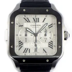 カルティエ Cartier 腕時計 サントス XL WSSA0017 スクエア シルバー文字盤 ローマンインデックス デイト クロノグラフ スモールセコンド SS ブラック クロコダイルレザーベルト 自動巻き 【箱・保付き】 【中古】のサムネイル