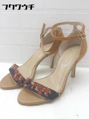◇ Odette e Odile UNITED ARROWS ヒール アンクルストラップ サンダル サイズ21 1/2 ブラウン ブラック レッド レディース 【中古】 【1002800644681】
