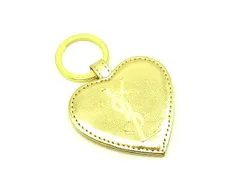 ■美品■ YVESSAINTLAURENT イヴサンローラン レザー ハート ミラー付き キーホルダー バッグチャーム レディース ゴールド系 DH7158
