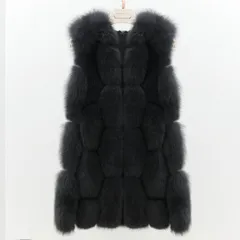 新品◆限定★帽子付★最高級↑フォックスファー& 羊革ベスト 毛皮 リアルファー