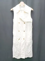 ◇ ◎⊂ UNIQLO × JW ANDERSON 23SS リネンブレンド ラベル 膝下 ワンピース サイズS アイボリー レディース P  【1409250003509】