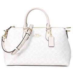 コーチ バッグ COACH コーティングキャンバス レザー シグネチャー ジョージア サッチェル ロゴ 2WAY ボストン ショルダー ハンドバッグ ホワイト×チャーク CW422