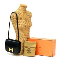 エルメス HERMES コンスタンス 23 ボックスカーフ (レザー) GD金具 〇H刻印 1978年 ショルダーバッグ 肩掛け ワンショルダーバッグ ハンドバッグ 2WAYバッグ H金具 ヴィンテージノワール (ブラック) 中古 mbc19006
