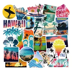 【人気商品】ハワイステッカーセット 50枚入り アロハ防水デカール ハワイシールパック スーツケース ノートパソコン バイク ヘルメットなど適用
