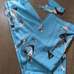 50's柄カーテン180cmブルーパレット - メルカリ