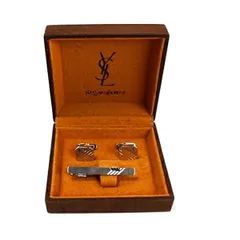 イヴサンローラン ネクタイピン&カフスセット シルバー 中古 Aランク