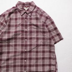 90's 00's Jクルー J.CREW チェック コットン ３点留め ボタンダウンシャツ (M) 紫系 90年代 90年代 旧タグ オールド　アメリカ古着 USED  ビンテージ ヴィンテージ