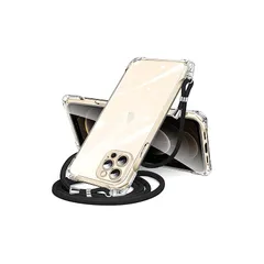 iPhone 12 Pro 用 ケース クリア ショルダー iphone12pro 用 スマホケース アイフォン12Pro カバー 肩掛け 斜めかけ 縄掛けケース 透明 TPU 薄型 軽量 耐衝撃 紐付き 斜めがけ 織りストラップ付き ネックストラップ シ 0