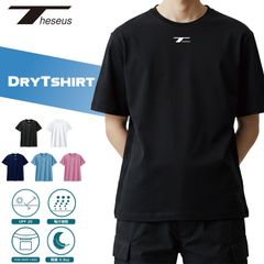 THESEUS 半袖シャツ ブラック ロゴ ホワイト ドライＴシャツ メッシュ 吸汗速乾 DryTshirt BLACK Logo WHITE TB72